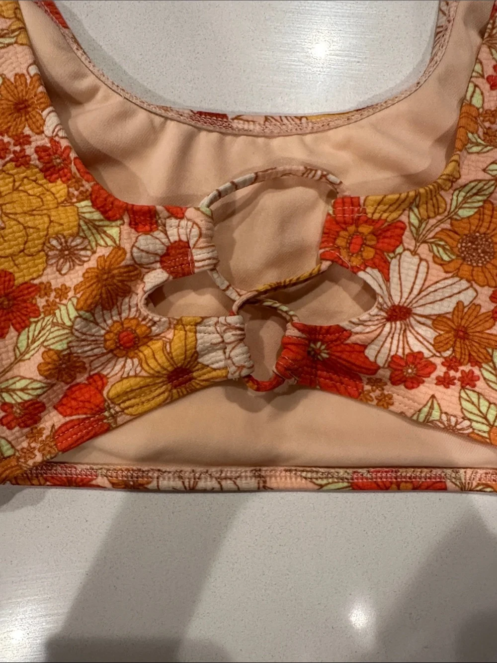 Floral Two-Piece Swim Set in Orange, Yellow & Cream